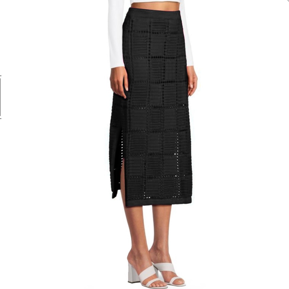 Black Crocheted Midi Skirt